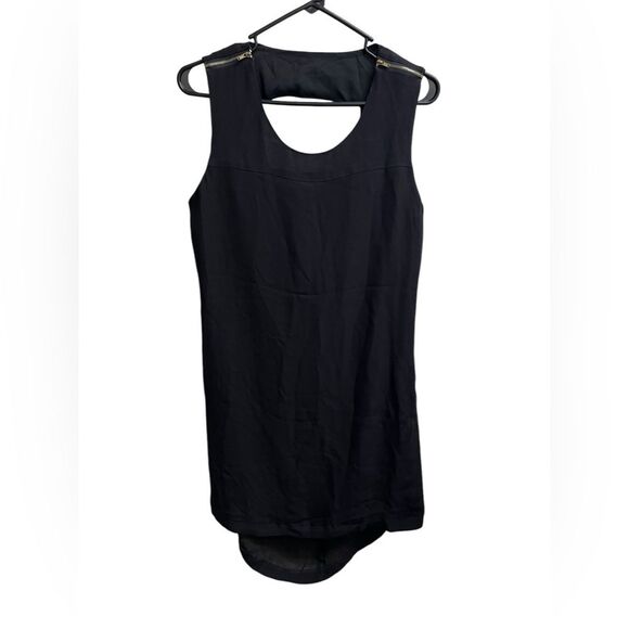 NWT Isabel Lu 100% Silk Black Sleeveless Hi-Low Mini Dress w/ Keyhole Back SZ L - Picture 1 of 3